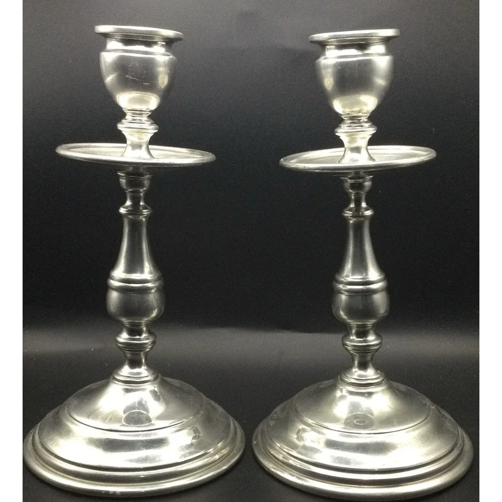 Vintage Shirley metal Candlestick Pair Hand Made USA Height 8